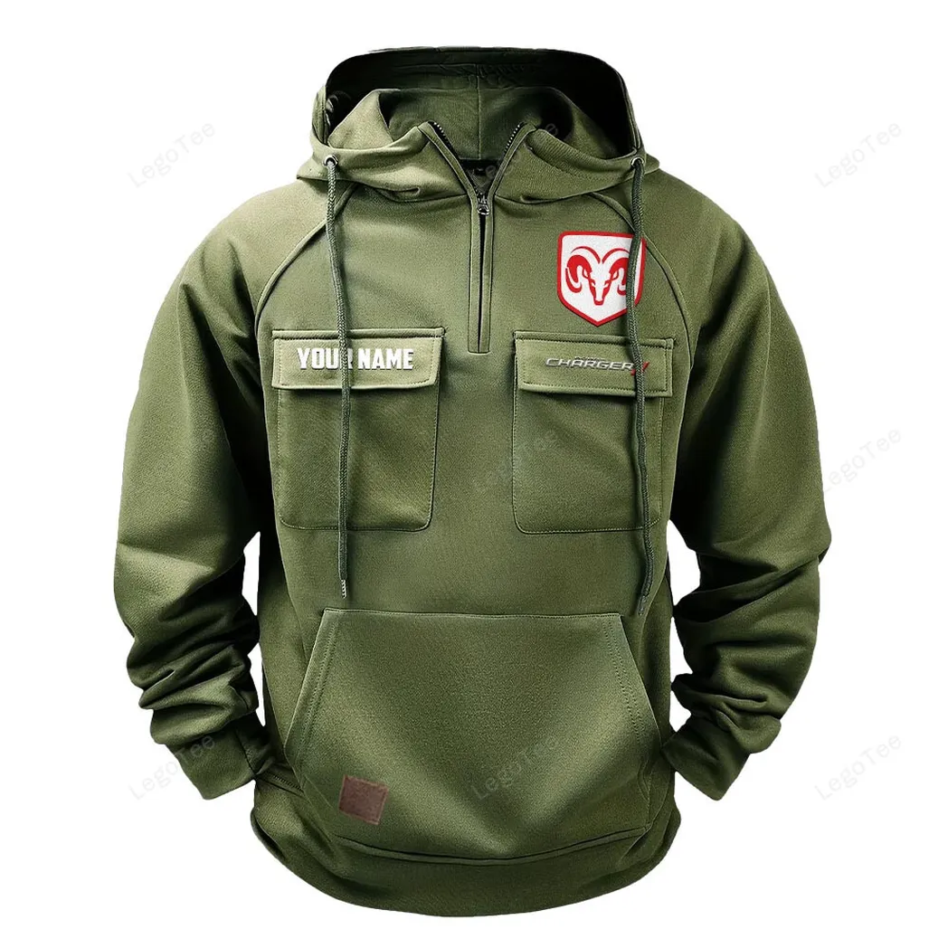 Performance Sedan Tactical Quarter-Zip Hoodie, Streetwear for Car Guys CAR109 - Army Green