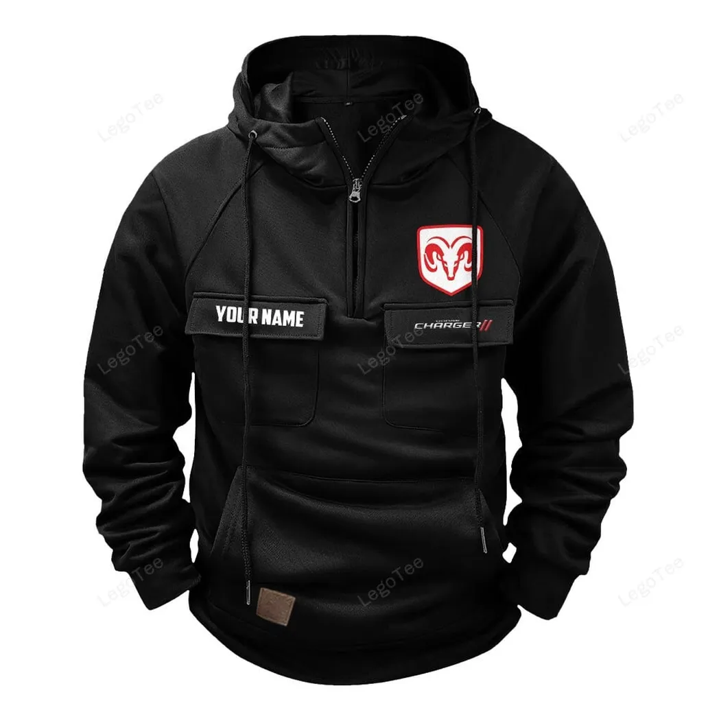 Street Performance Car Tactical Quarter-Zip Hoodie, Biker Lifestyle Hoodie CAR109 - Black