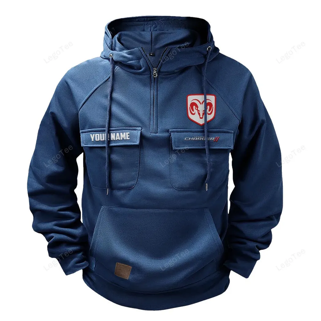 Retro-Inspired Sedan Tactical Quarter-Zip Hoodie, Road Tested Tactical Style CAR109 - Dark Blue