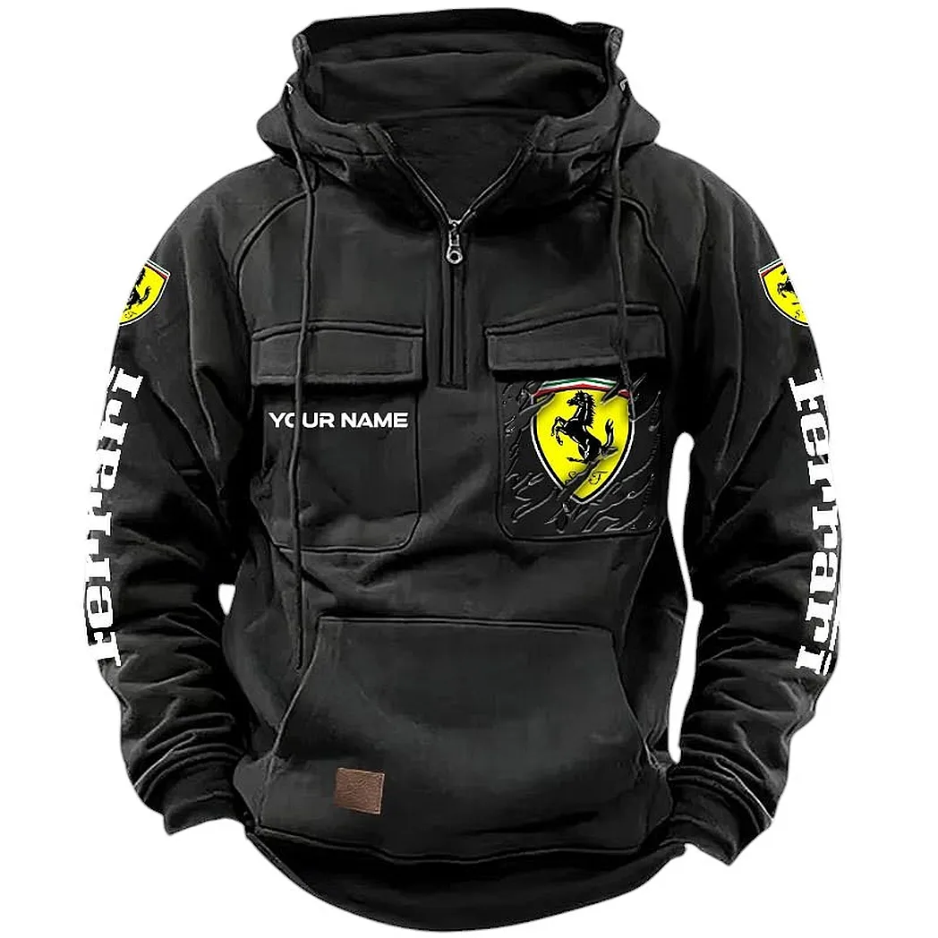 Exotic Sports Car Tactical Quarter-Zip Hoodie, Garage Nights Hoodie CAR164 - Black