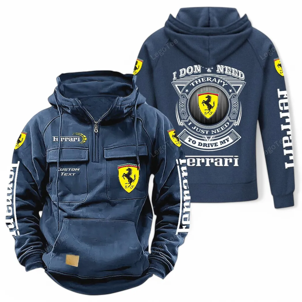 Track-Ready Sports Car Tactical Quarter-Zip Hoodie, Everyday Rider Hoodie CAR106 - Dark Blue