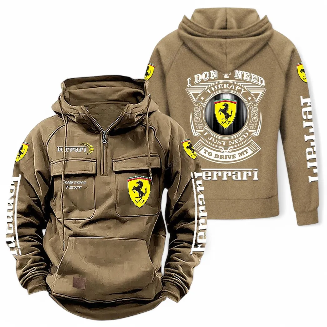 Track-Ready Sports Car Tactical Quarter-Zip Hoodie, Racing Spirit Tactical Hoodie CAR106 - Khaki