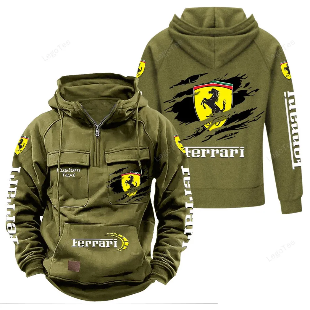 High-Performance Coupe Tactical Quarter-Zip Hoodie, Open-Road Adventure Hoodie CAR122 - Army Green