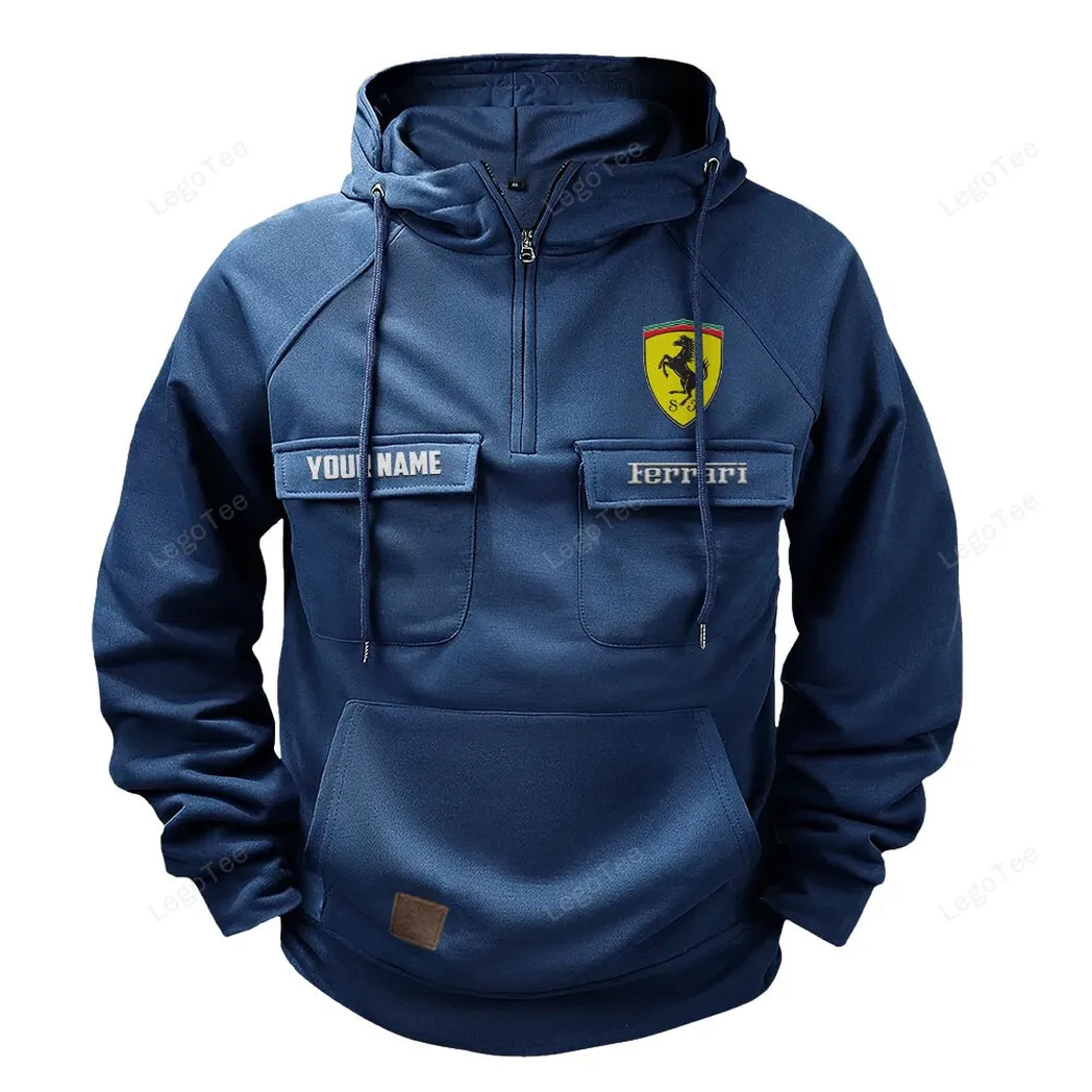 Iconic Performance Vehicle Tactical Quarter-Zip Hoodie, Garage Nights Hoodie CAR109 - Dark Blue
