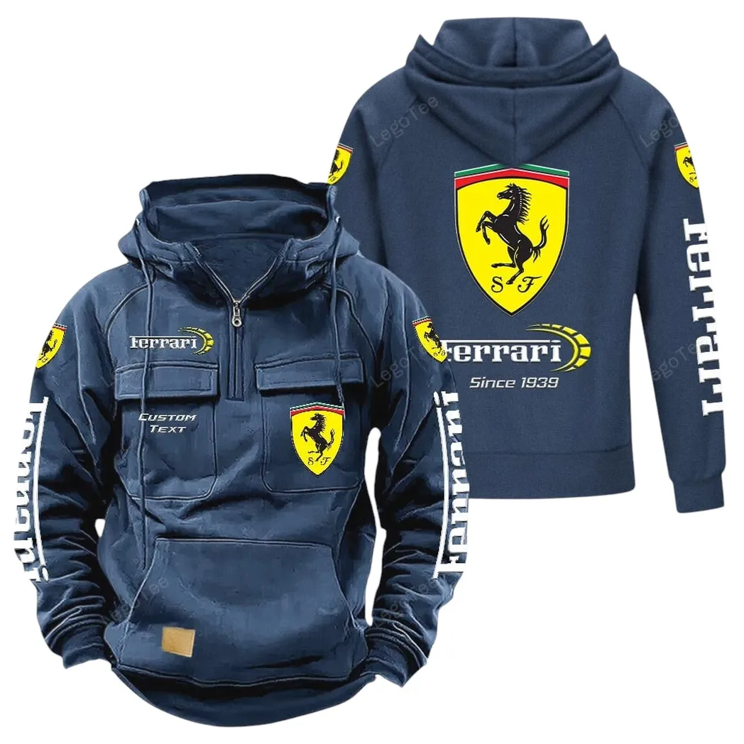 Track-Ready Sports Car Tactical Quarter-Zip Hoodie, Classic Rider Quarter-Zip CAR960 - Dark Blue
