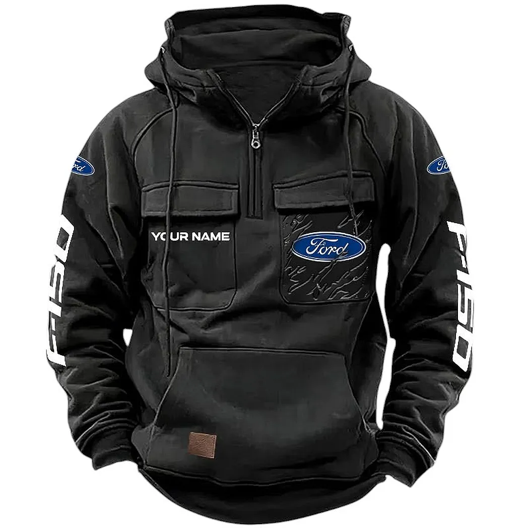 Road Trip Car Tactical Quarter-Zip Hoodie, Custom Gearhead Hoodie CAR164 - Black