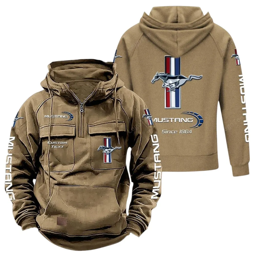 Sports Car Tactical Quarter-Zip Hoodie, Built Tough for Riders CAR960 - Khaki