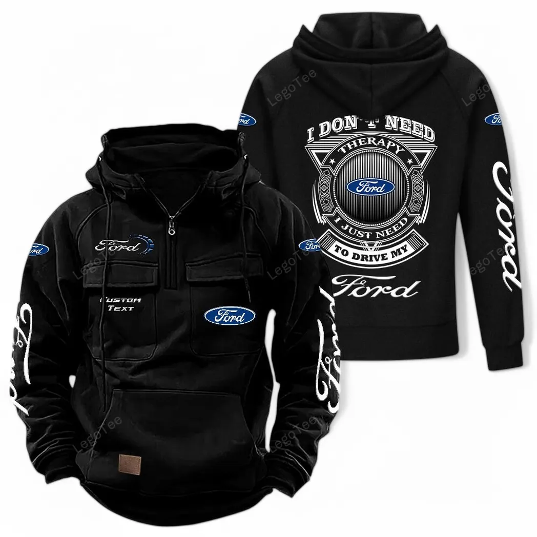 Vintage Ride Tactical Quarter-Zip Hoodie, Classic Rider Quarter-Zip CAR106 - Black