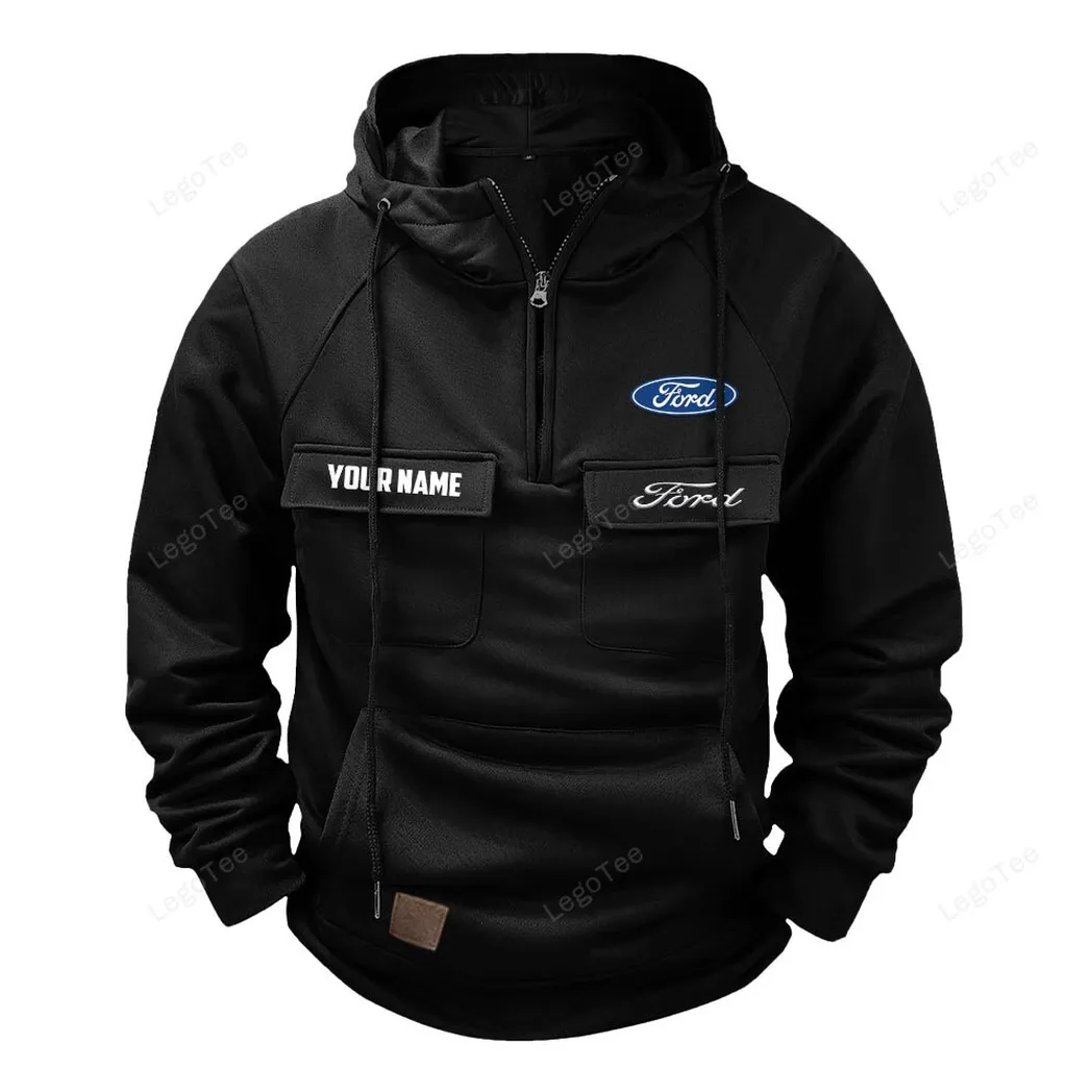 Muscle Car Tactical Quarter-Zip Hoodie, Rugged Performance Quarter-Zip CAR109 - Black