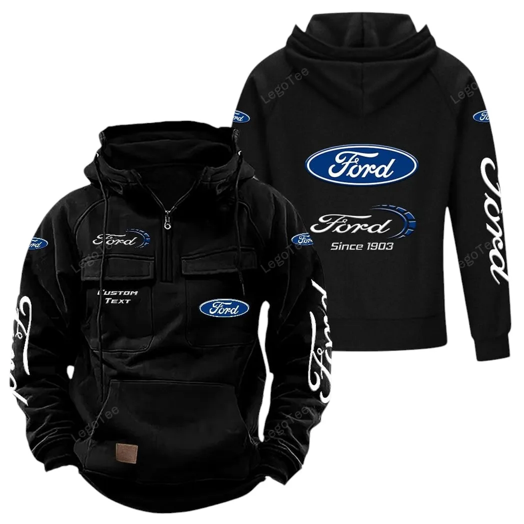Vintage Ride Tactical Quarter-Zip Hoodie, Driver's Quarter-Zip Essential CAR960 - Black