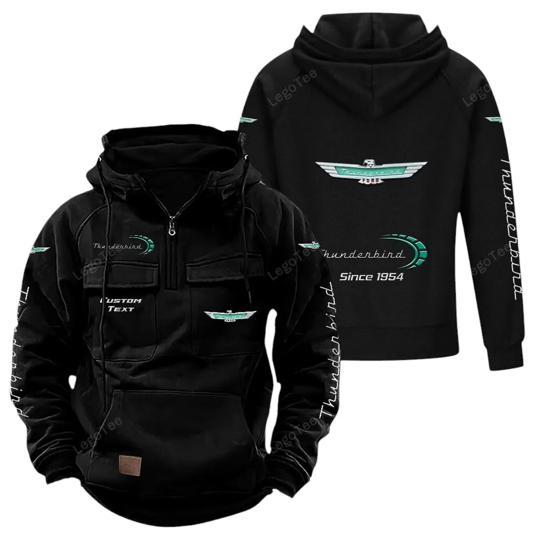 Classic Open-Road Car Tactical Quarter-Zip Hoodie, Biker Lifestyle Hoodie CAR960 - Black
