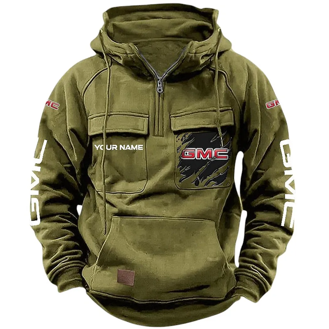 Off-Road Truck Tactical Quarter-Zip Hoodie, Rugged Garage Tactical Hoodie CAR164 - Army Green