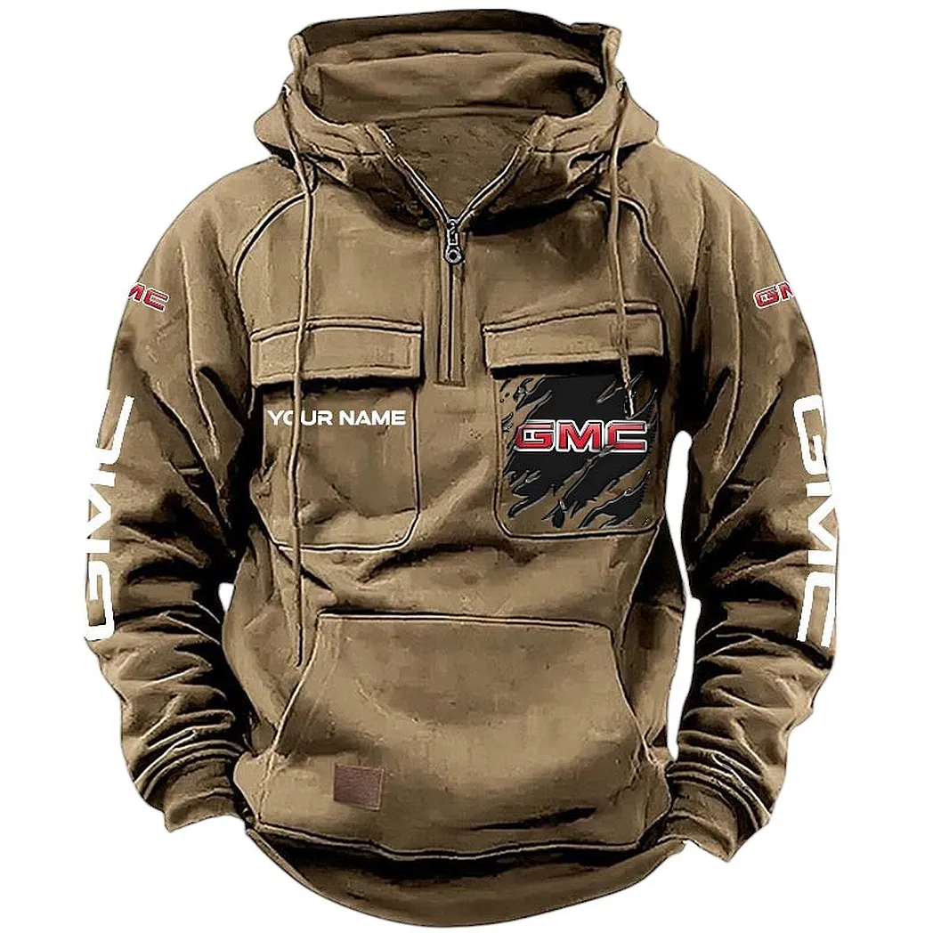 Strong Utility Vehicle Tactical Quarter-Zip Hoodie, Motorcycle Spirit Hoodie CAR164 - Khaki