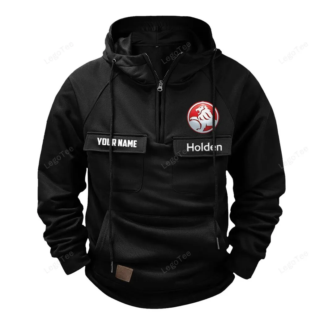 Compact Sedan Tactical Quarter-Zip Hoodie, Custom Gearhead Hoodie CAR109 - Black