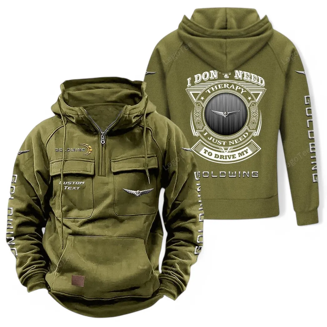 Adventure Touring Bike Tactical Quarter-Zip Hoodie, Auto Life Tactical Hoodie CAR106 - Army Green