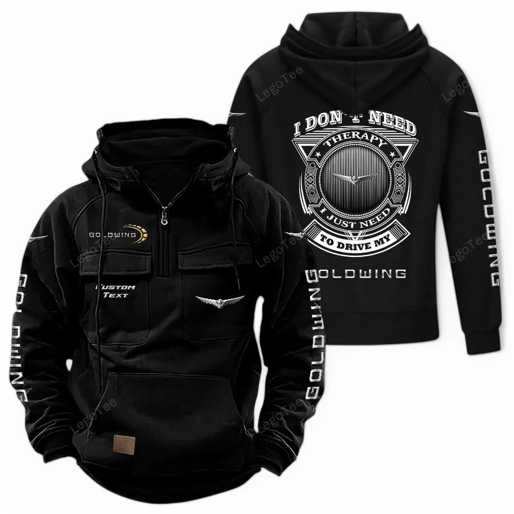 Road Touring Two-Wheeler Tactical Quarter-Zip Hoodie, Classic Rider Quarter-Zip CAR106 - Black