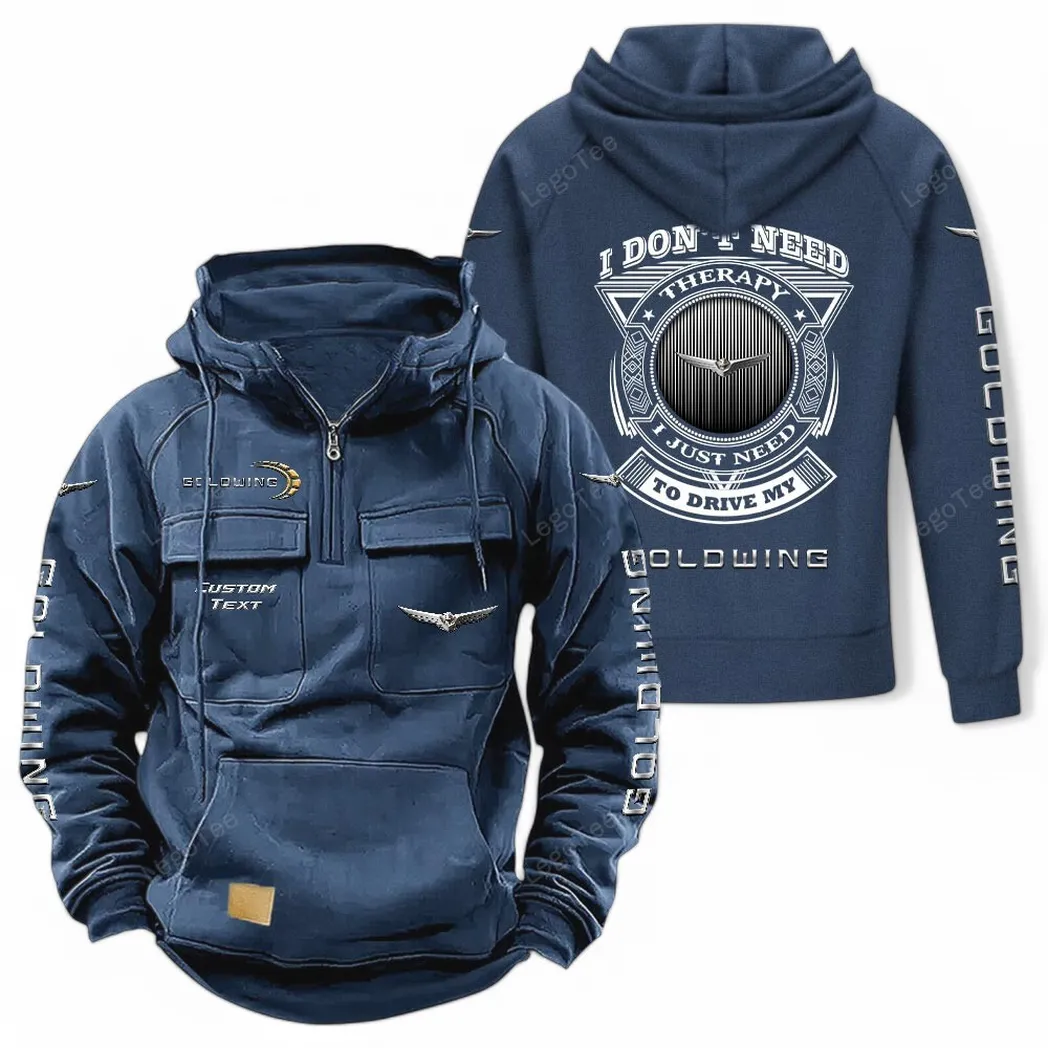 Road Touring Two-Wheeler Tactical Quarter-Zip Hoodie, Gearhead Tactical Streetwear CAR106 - Dark Blue