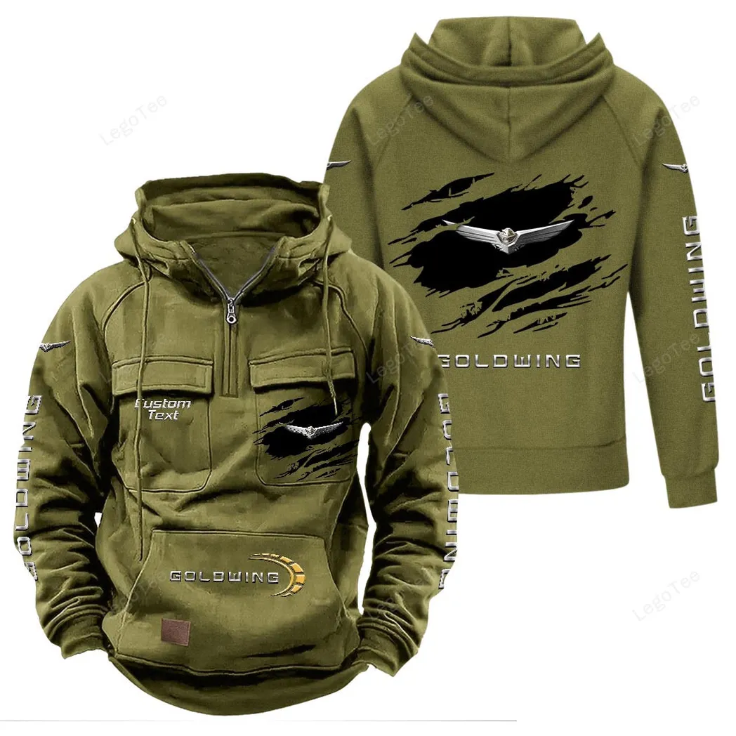 Comfort Touring Motorcycle Tactical Quarter-Zip Hoodie, Bold Garage-Ready Hoodie CAR122 - Army Green