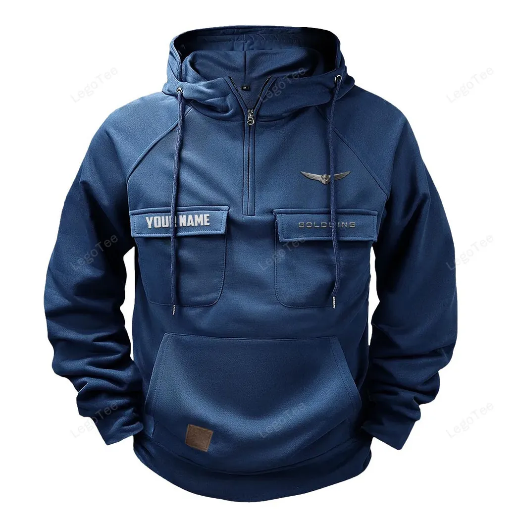Luxury Touring Bike Tactical Quarter-Zip Hoodie, Road Tested Tactical Style CAR109 - Dark Blue