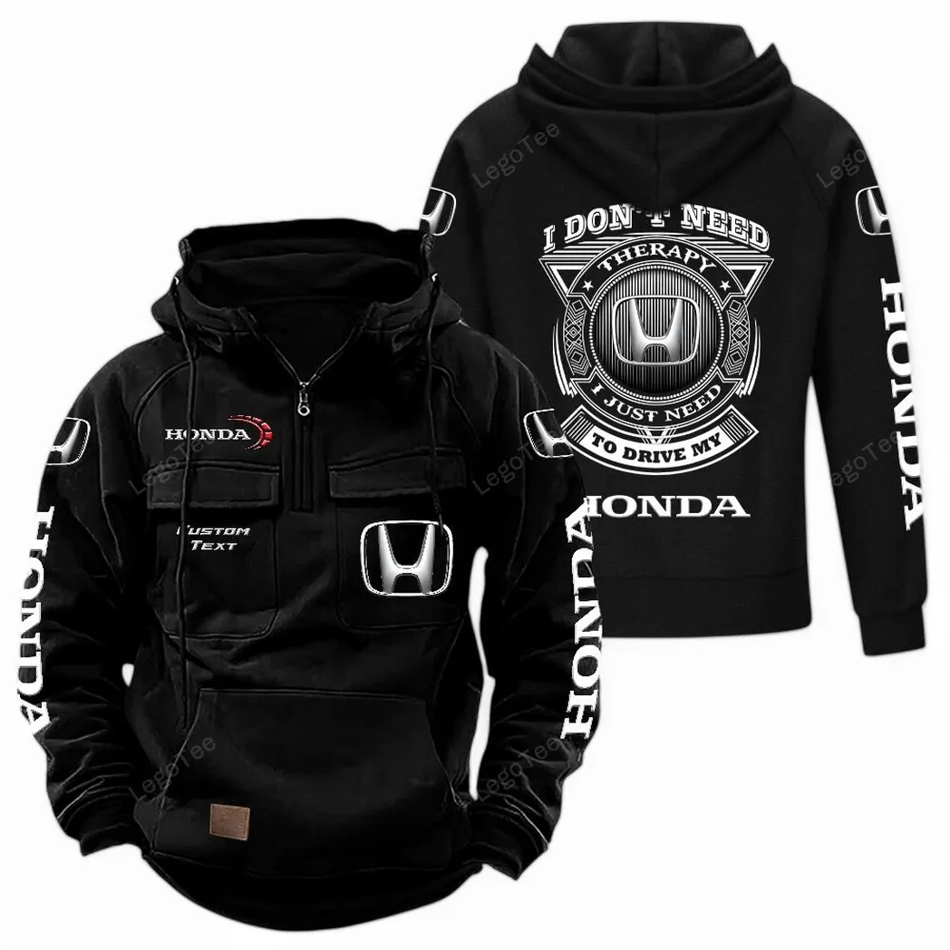Passenger Vehicle Tactical Quarter-Zip Hoodie, Biker Lifestyle Hoodie CAR106 - Black