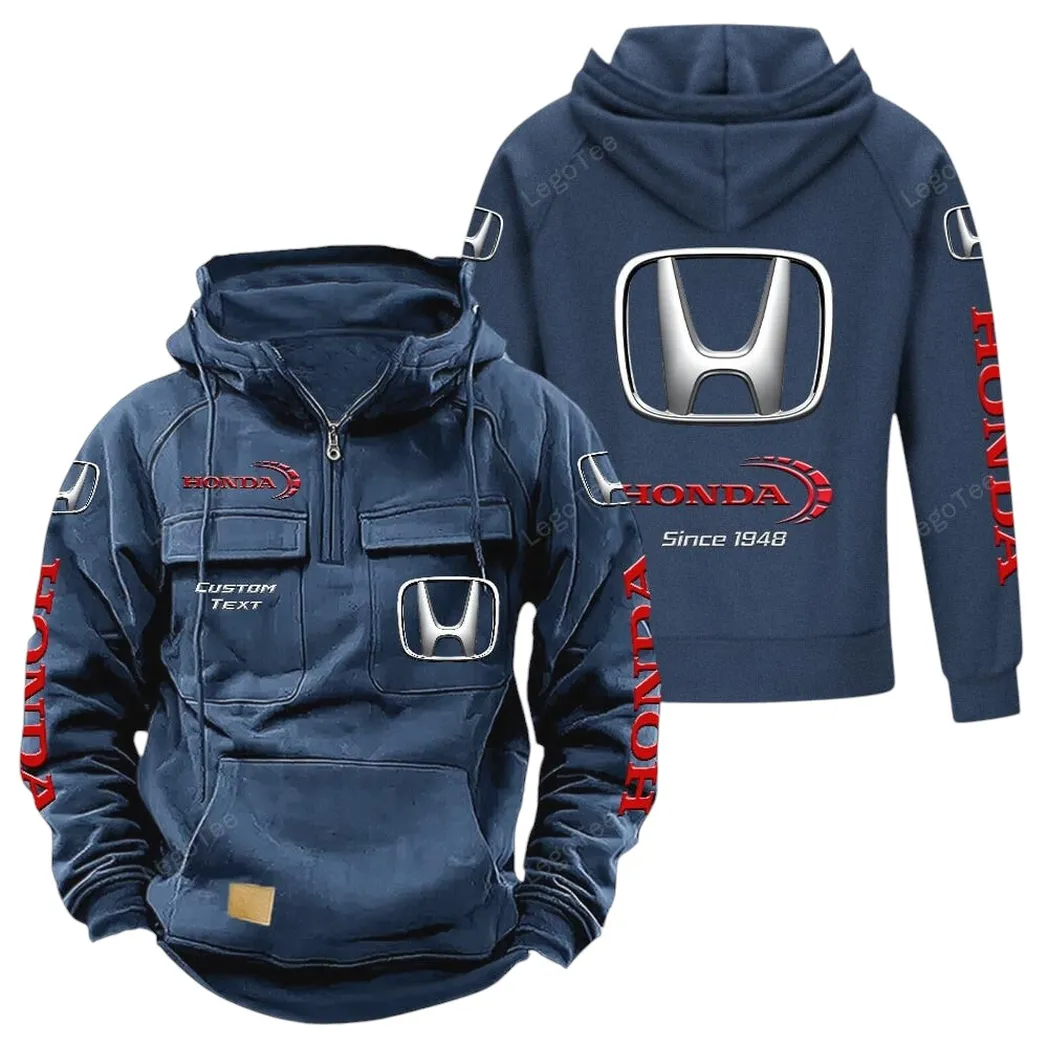 Hatchback Tactical Quarter-Zip Hoodie, Motorcycle Spirit Hoodie CAR960 - Dark Blue