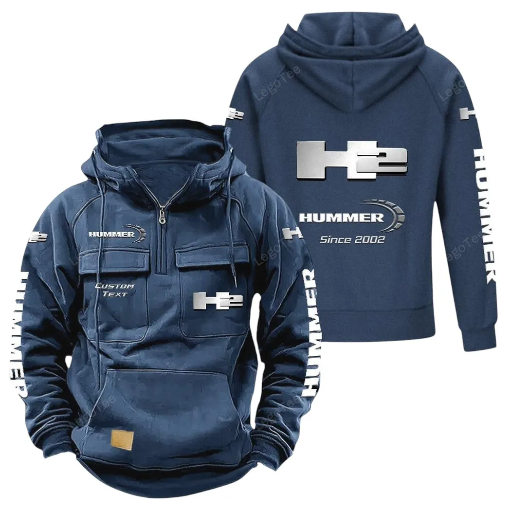 Rugged Adventure Vehicle Tactical Quarter-Zip Hoodie, Motorcycle Spirit Hoodie CAR960 - Dark Blue