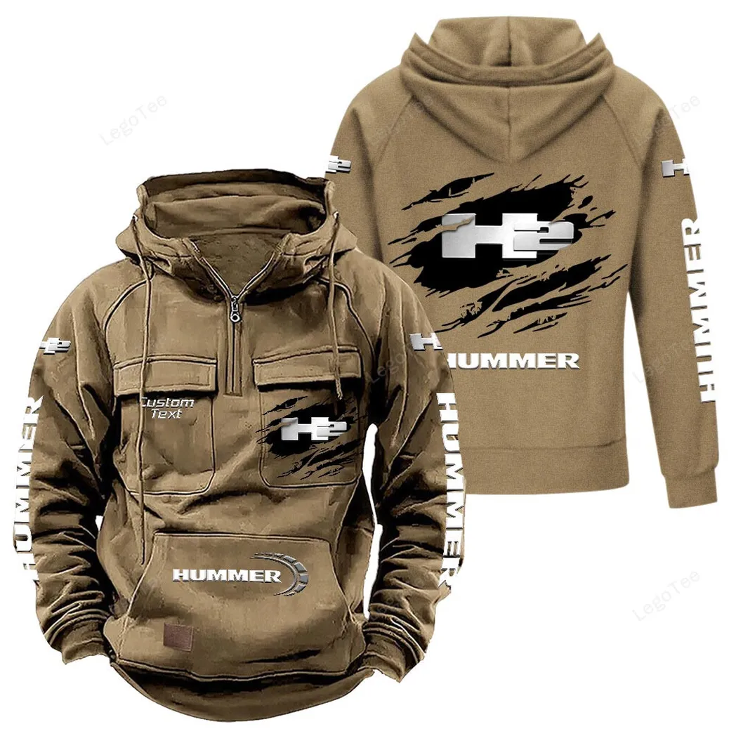 Large Off-Road SUV Tactical Quarter-Zip Hoodie, Road Warrior Quarter-Zip CAR122 - Khaki
