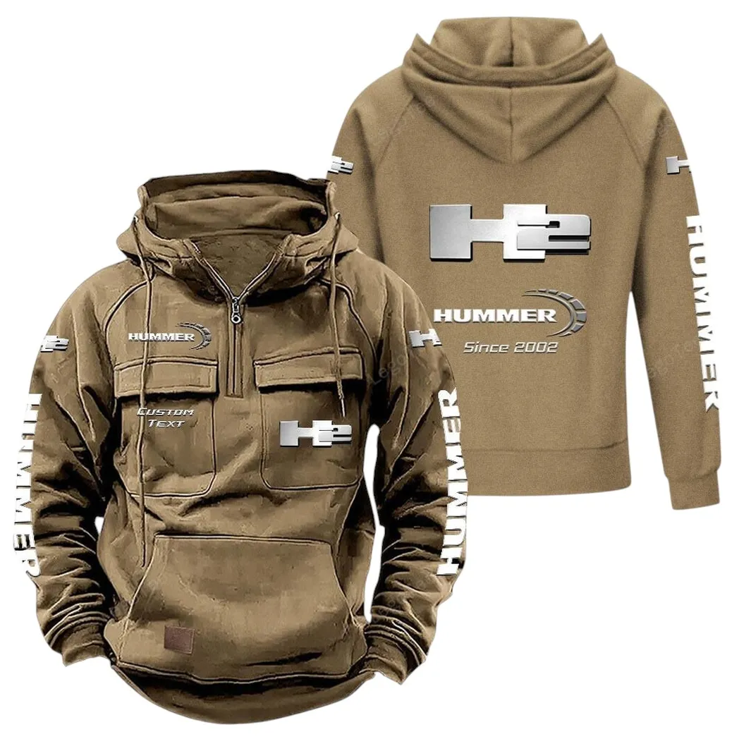 Adventure-Ready Vehicle Tactical Quarter-Zip Hoodie, Open-Road Adventure Hoodie CAR960 - Khaki