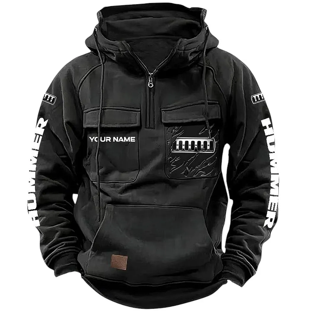 Extreme Terrain Vehicle Tactical Quarter-Zip Hoodie, Auto Life Tactical Hoodie CAR164 - Black
