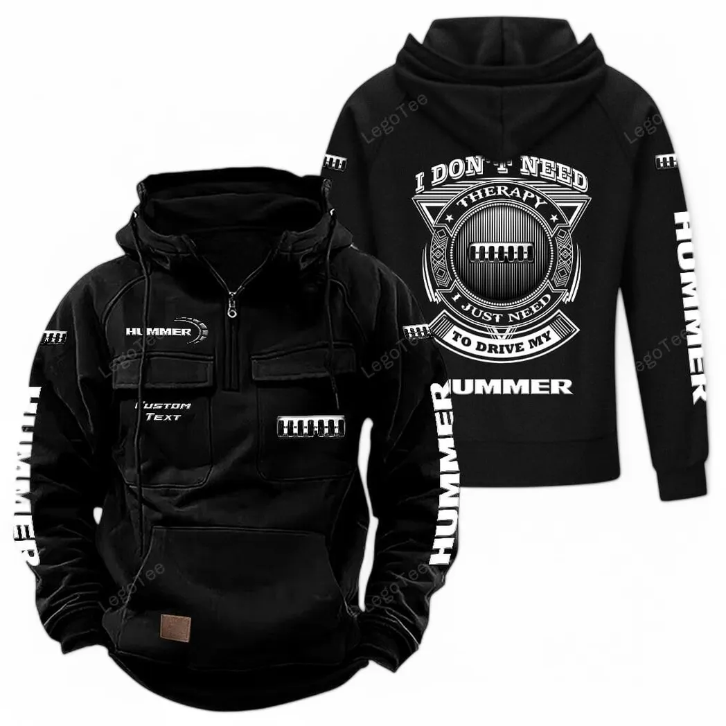 Rugged Utility Auto Tactical Quarter-Zip Hoodie, Garage Nights Hoodie CAR106 - Black