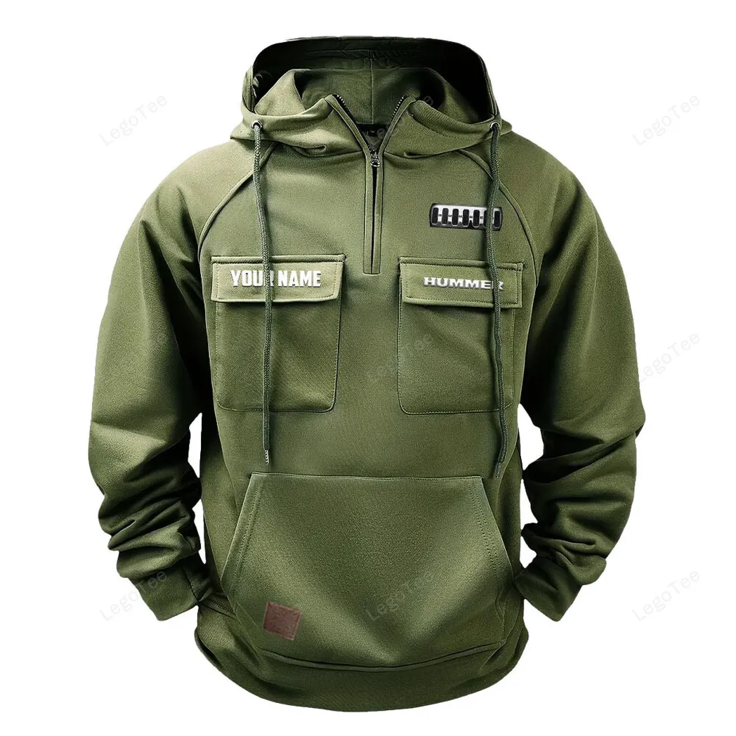 Expedition SUV Tactical Quarter-Zip Hoodie, Custom Gearhead Hoodie CAR109 - Army Green