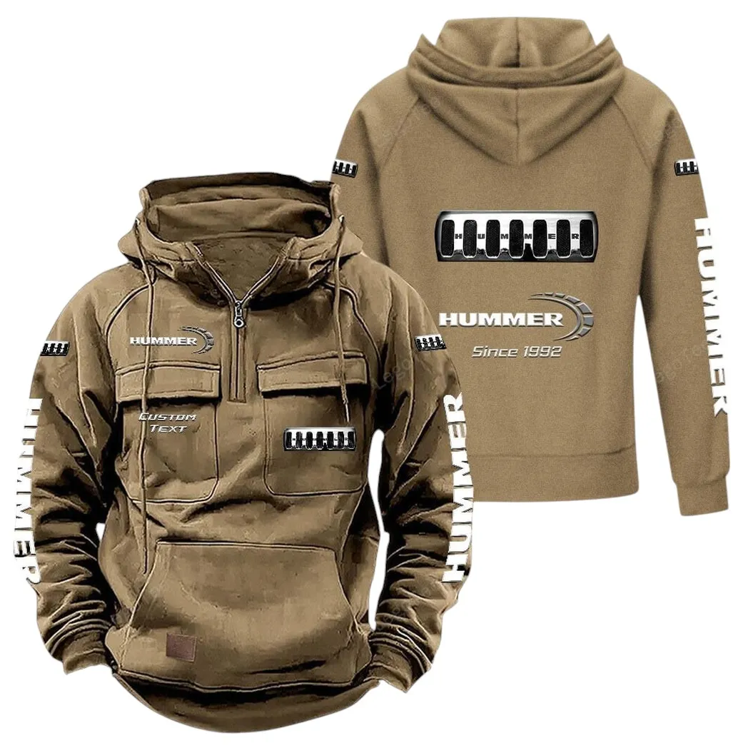 Large Off-Road Vehicle Tactical Quarter-Zip Hoodie, Motorcycle Spirit Hoodie CAR960 - Khaki