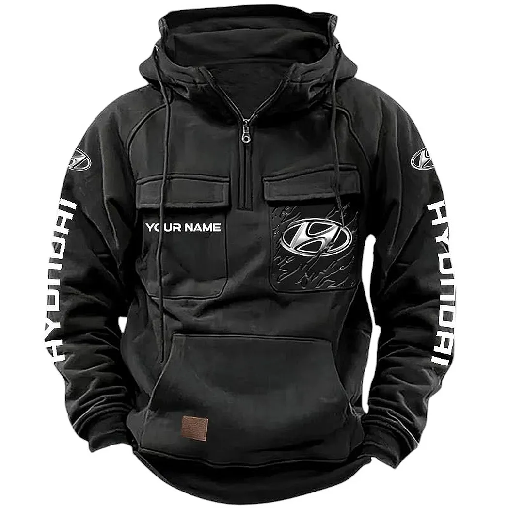 Family Car Tactical Quarter-Zip Hoodie, Classic Rider Quarter-Zip CAR164 - Black