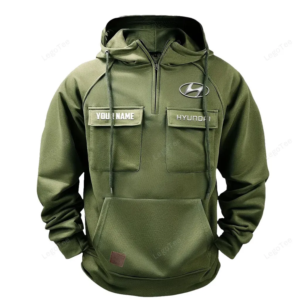 Compact Car Tactical Quarter-Zip Hoodie, Garage Nights Hoodie CAR109 - Army Green