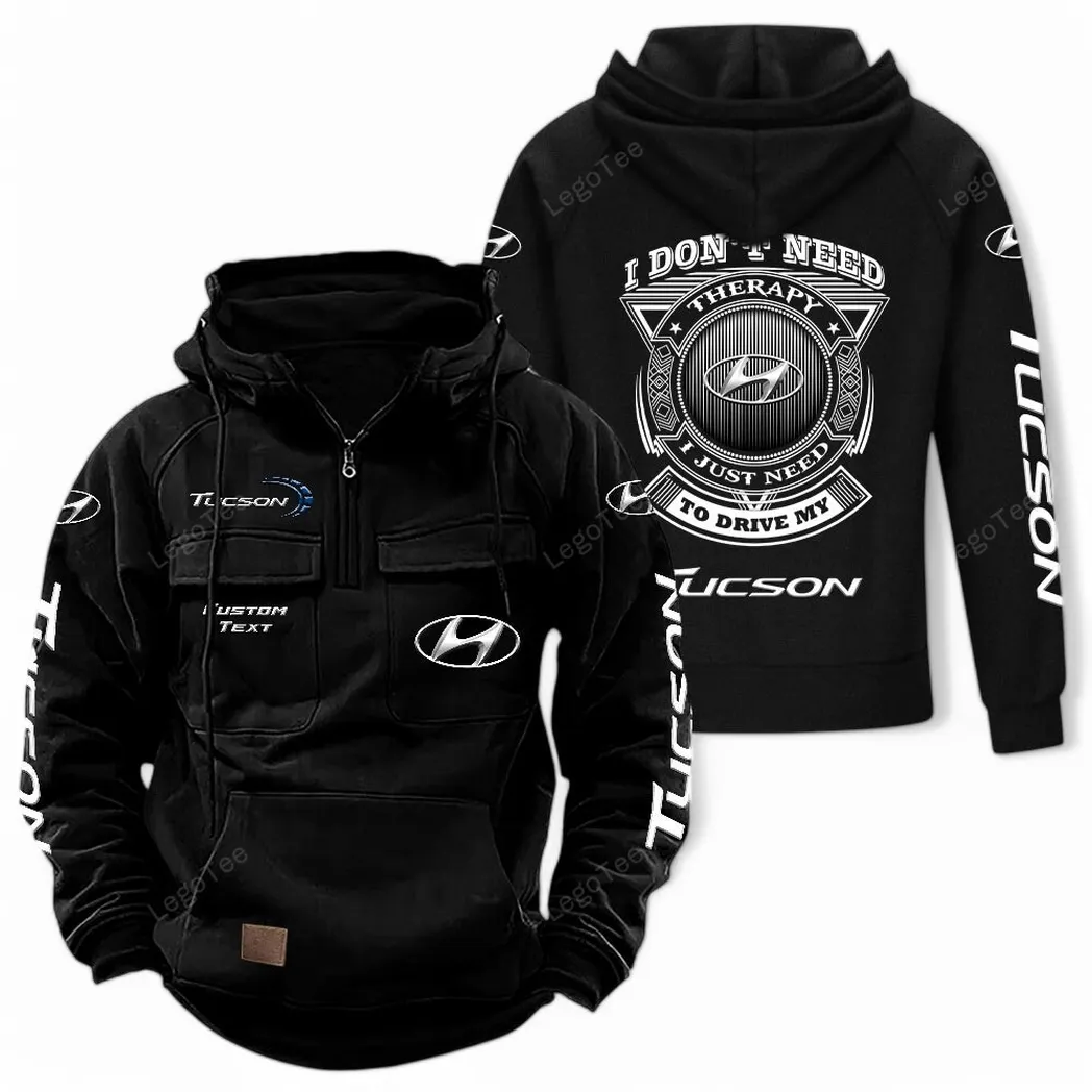 Versatile Utility Vehicle Tactical Quarter-Zip Hoodie, Bold Garage-Ready Hoodie CAR106 - Black