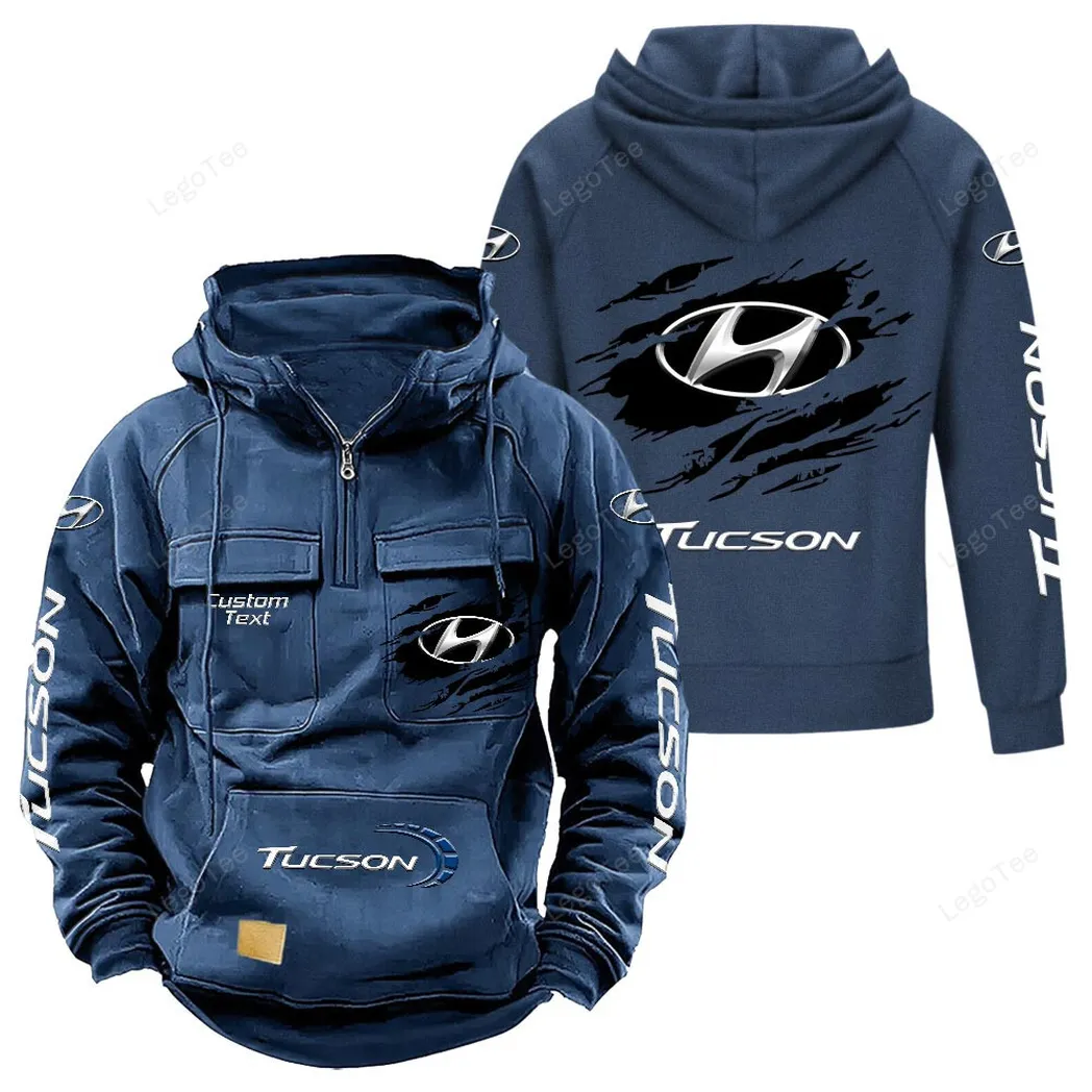 Adventure-Ready SUV Tactical Quarter-Zip Hoodie, Garage-Tested Tactical Style CAR122 - Dark Blue