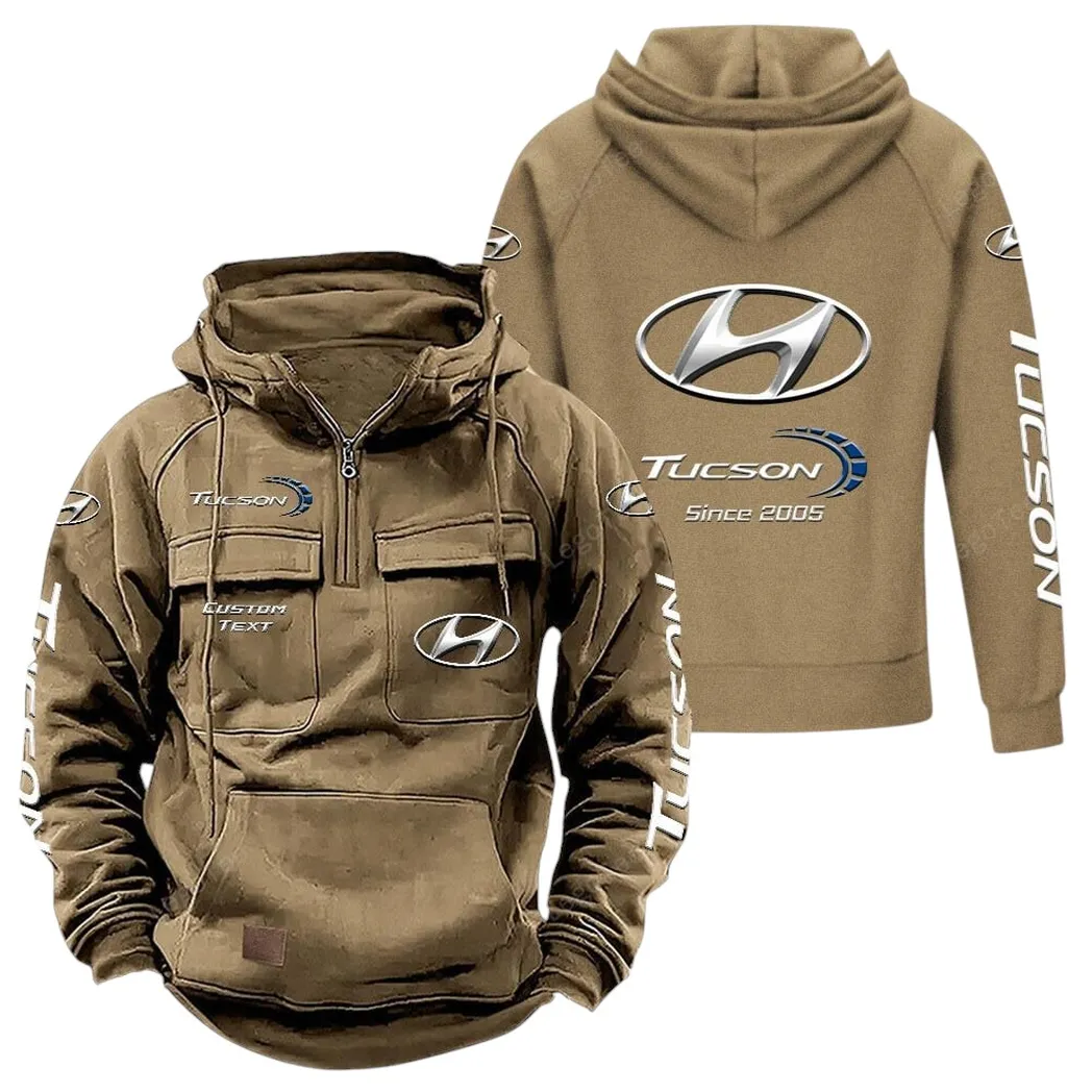 All-Purpose SUV Tactical Quarter-Zip Hoodie, Utility Hoodie for Drivers CAR960 - Khaki