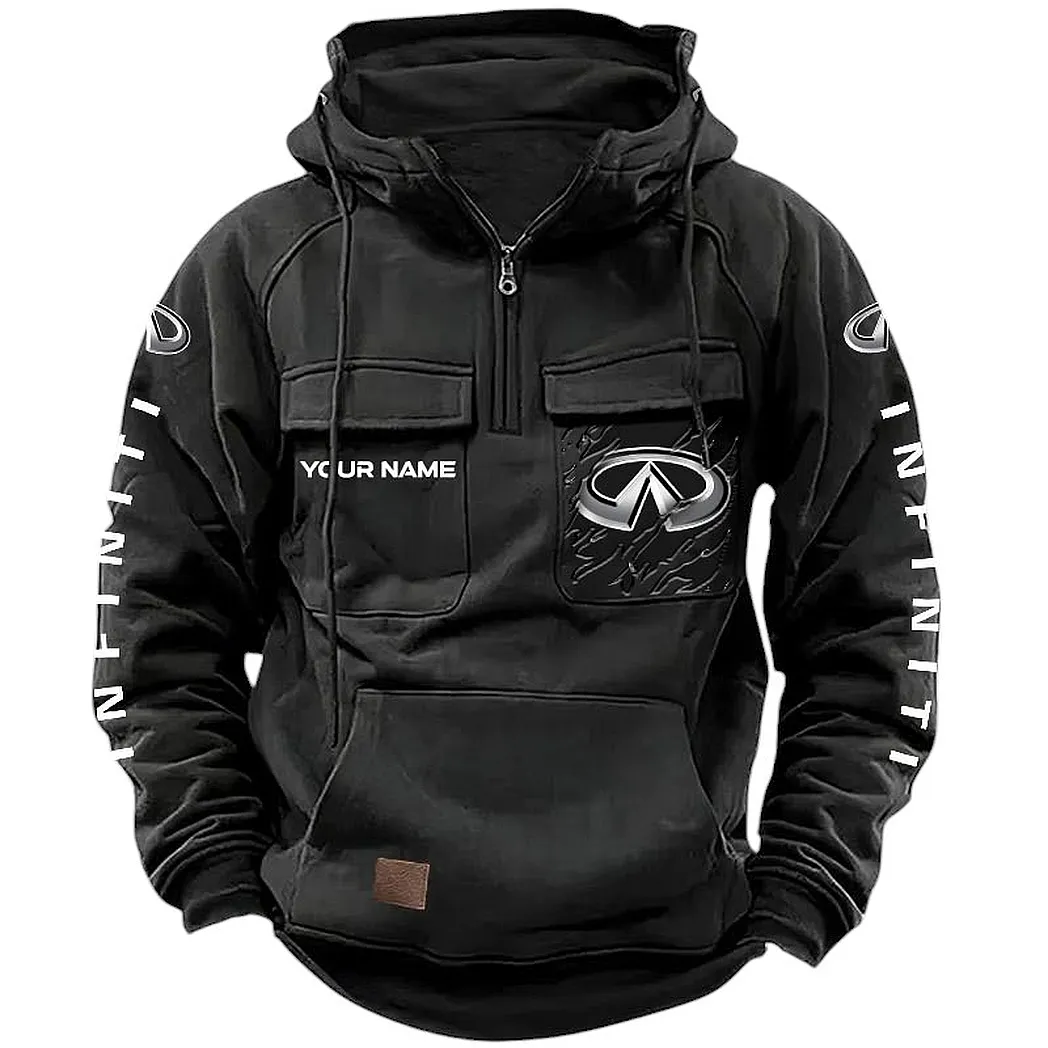 High-End Crossover Tactical Quarter-Zip Hoodie, Streetwear for Car Guys CAR164 - Black