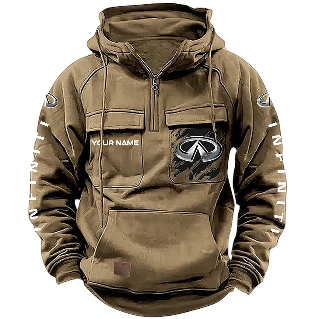 Premium Sedan Tactical Quarter-Zip Hoodie, Open-Road Adventure Hoodie CAR164 - Khaki