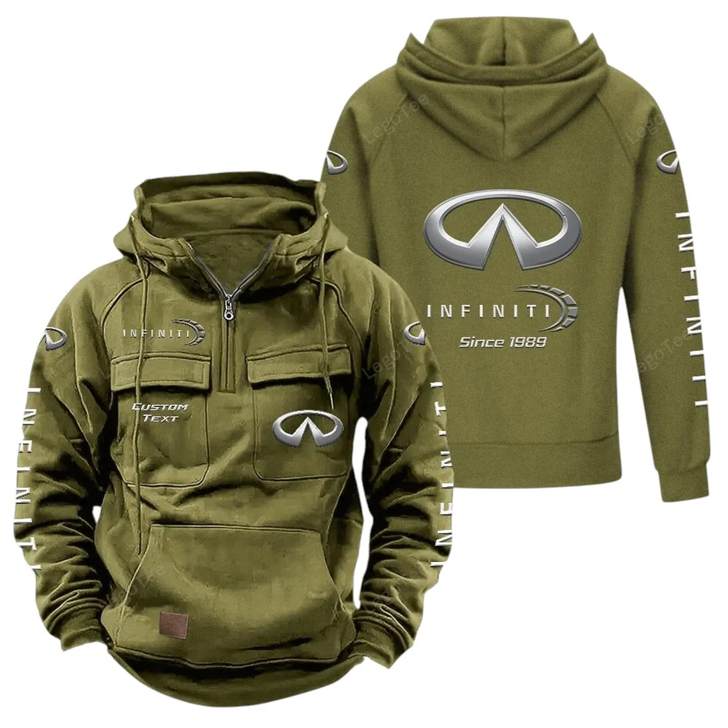 Stylish Ride Tactical Quarter-Zip Hoodie, Gearhead Tactical Streetwear CAR960 - Army Green