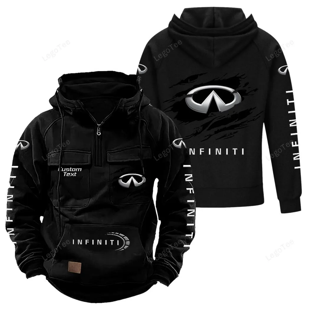 Comfort-Oriented Vehicle Tactical Quarter-Zip Hoodie, Utility Hoodie for Drivers CAR122 - Black
