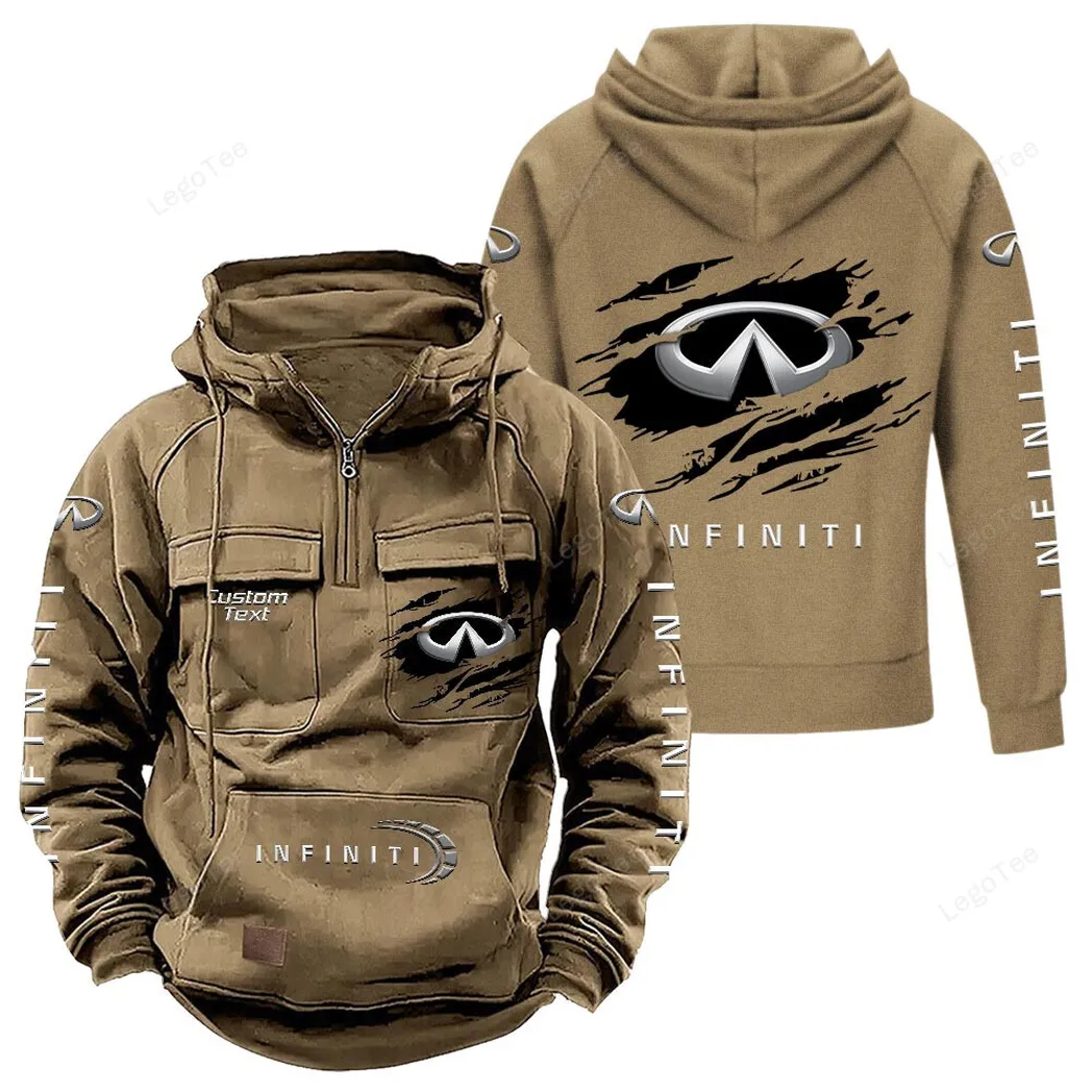 Premium Sedan Tactical Quarter-Zip Hoodie, Rugged Performance Quarter-Zip CAR122 - Khaki