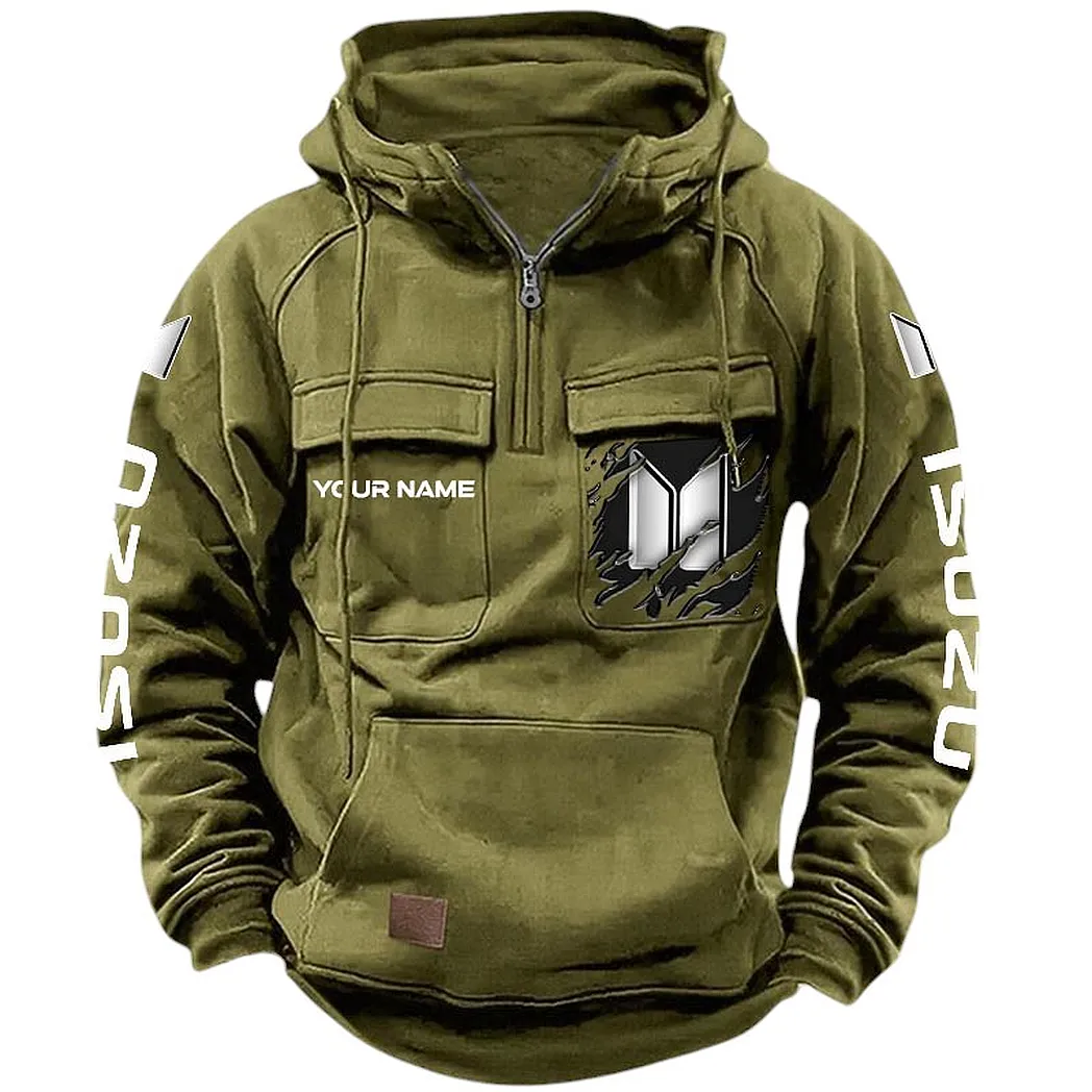 Industrial Transport Vehicle Tactical Quarter-Zip Hoodie, Street-Ready Tactical Gear CAR164 - Army Green