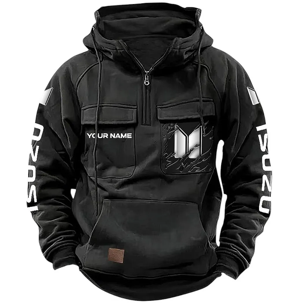 Industrial Transport Vehicle Tactical Quarter-Zip Hoodie, Rugged Performance Quarter-Zip CAR164 - Black