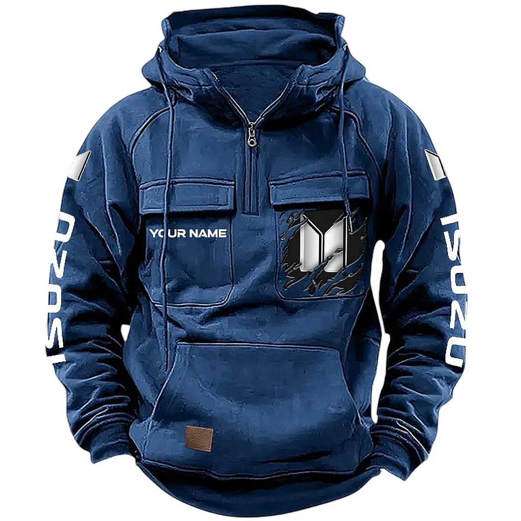 Industrial Transport Vehicle Tactical Quarter-Zip Hoodie, Rugged Performance Quarter-Zip CAR164 - Dark Blue
