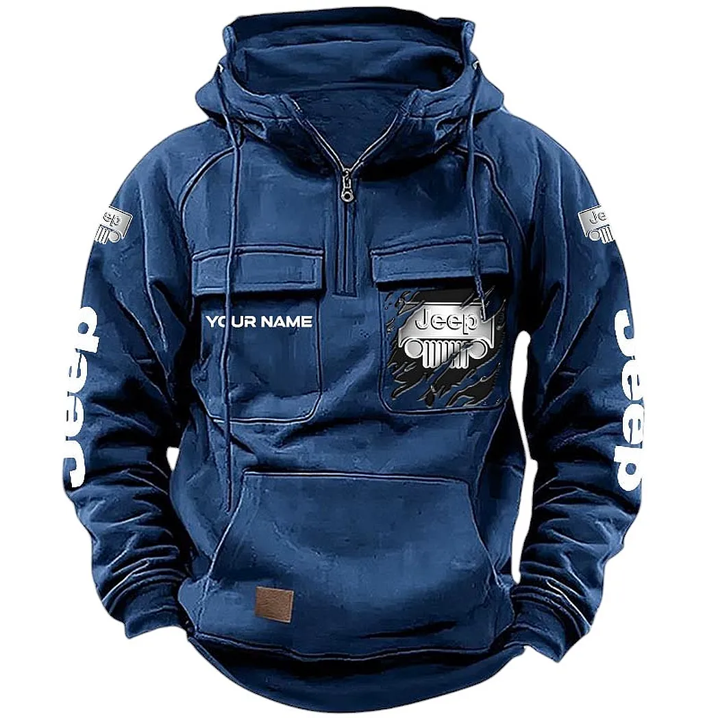 All-Terrain Utility Ride Tactical Quarter-Zip Hoodie, Garage Nights Hoodie CAR164 - Dark Blue