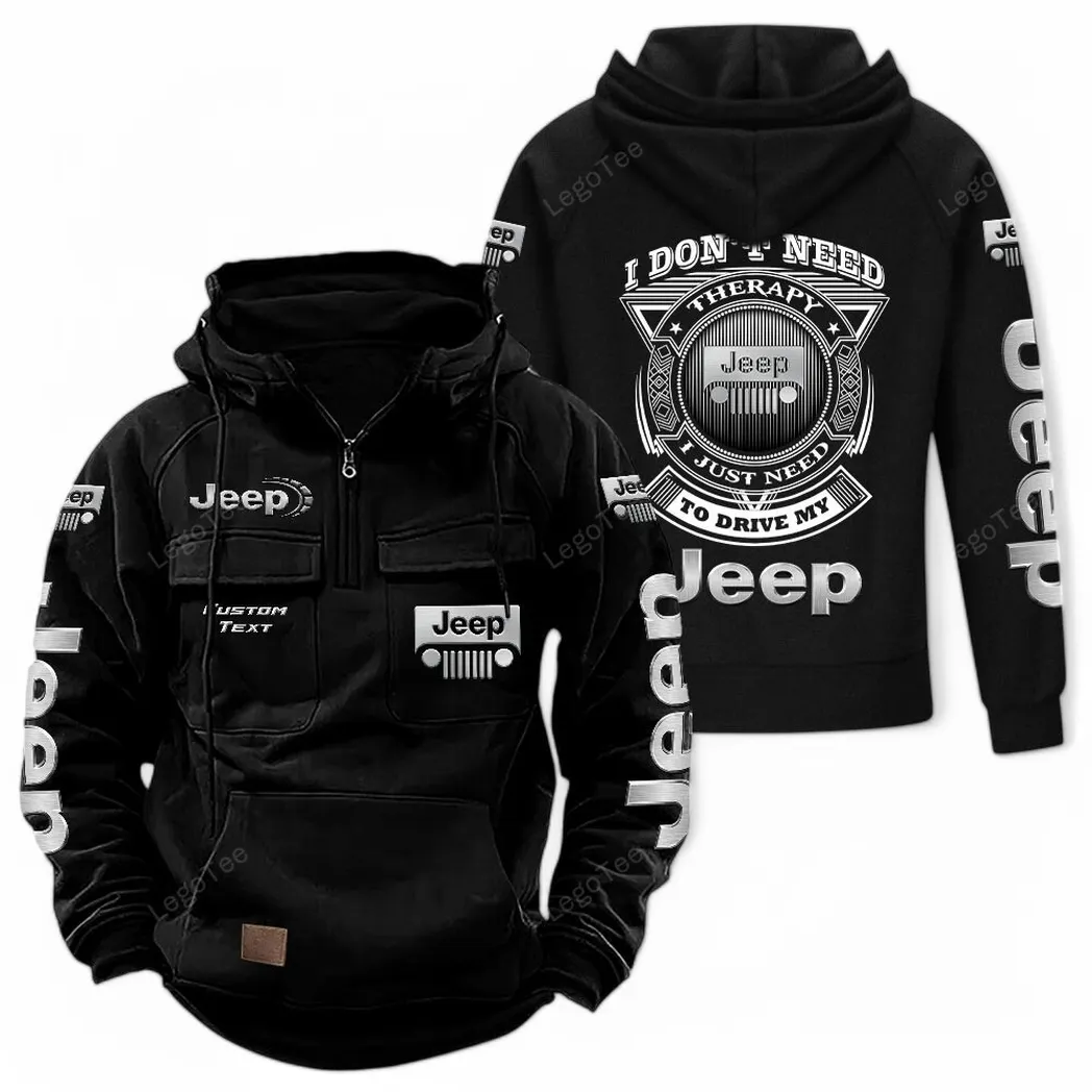4x4 Vehicle Maker Tactical Quarter-Zip Hoodie, Motorcycle Spirit Hoodie CAR106 - Black