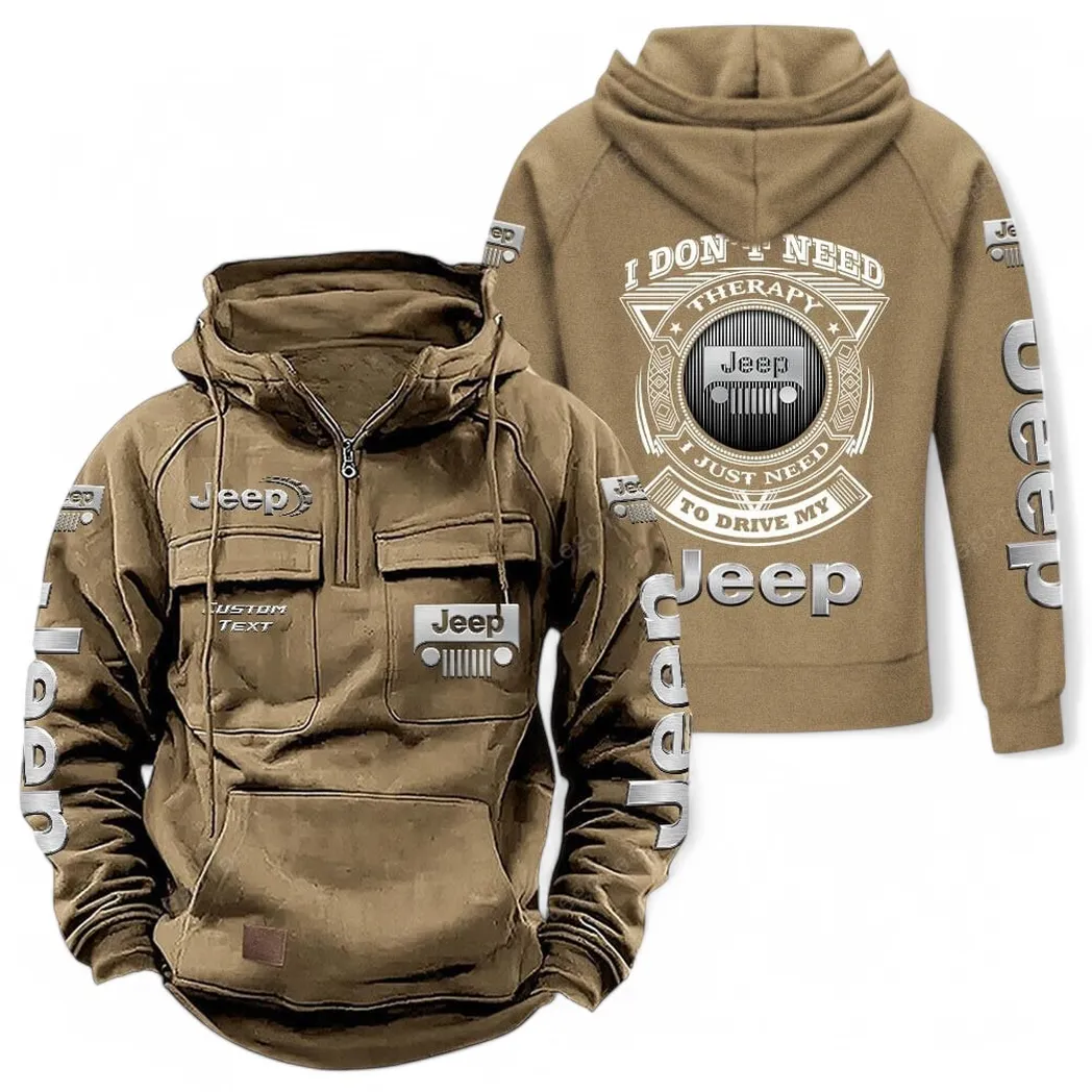Trail-Ready SUV Tactical Quarter-Zip Hoodie, Built Tough for Riders CAR106 - Khaki