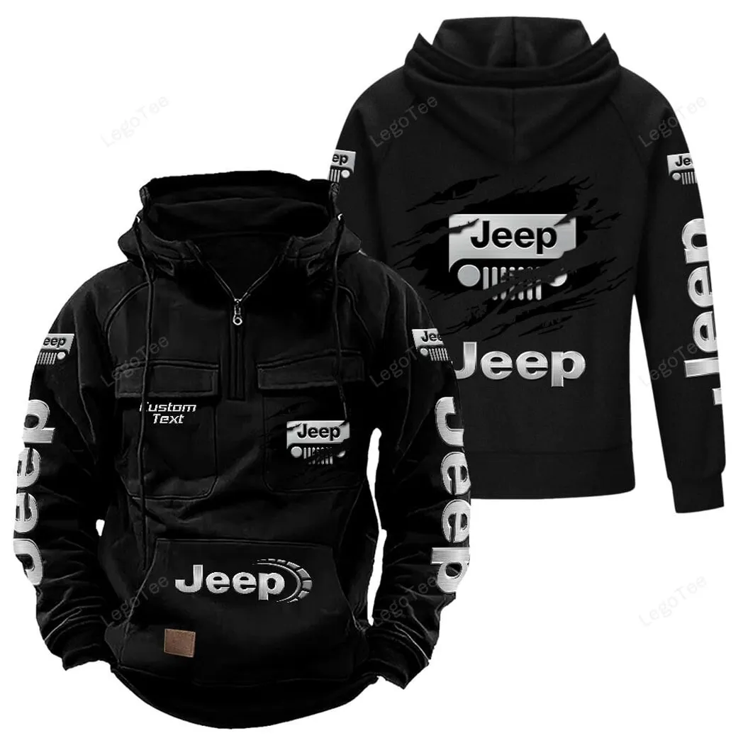 4x4 Vehicle Maker Tactical Quarter-Zip Hoodie, Open-Road Adventure Hoodie CAR122 - Black