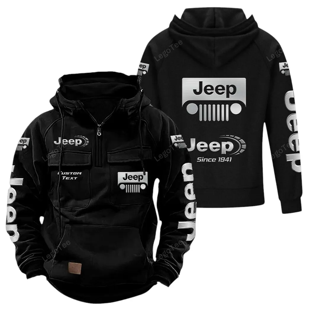 Outdoor Adventure Vehicle Tactical Quarter-Zip Hoodie, Car Culture Tactical Gear CAR960 - Black
